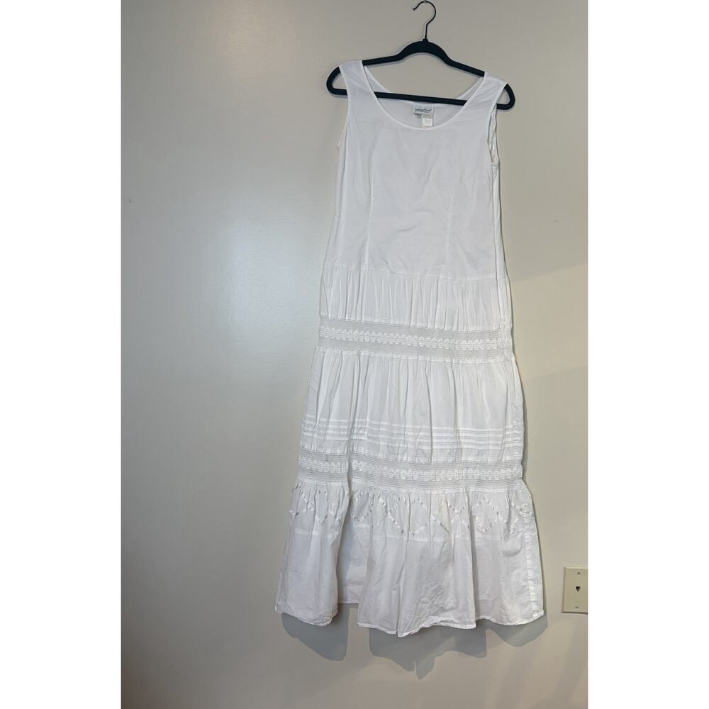 VTG Size (6) Maxi Dress Crochet & Ribbon Details Boho Beach Resort Whimsical - Picture 3 of 5